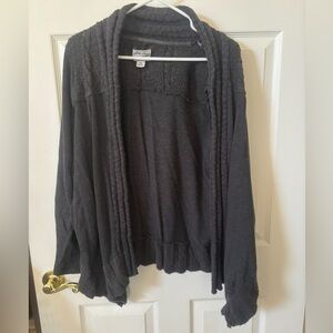 Lucky Lotus Gray Embroidered Knitwear Cardigan Women’s Size XL